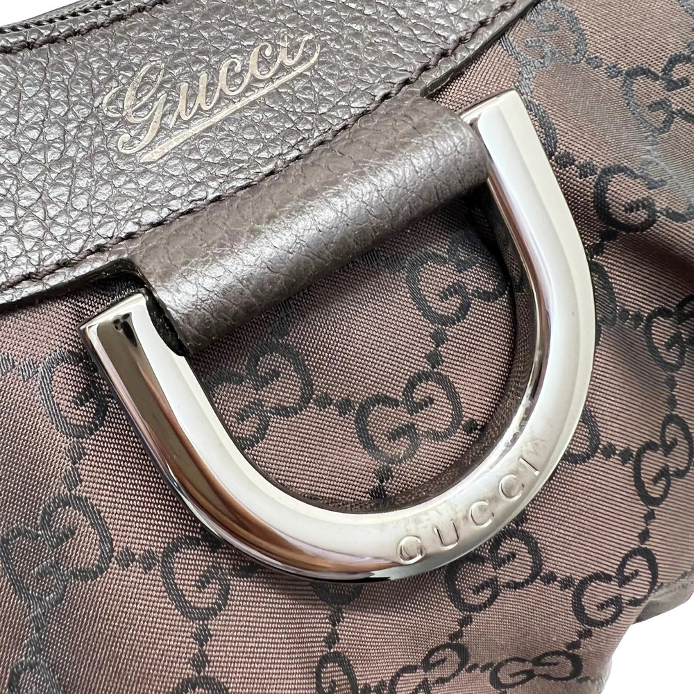 GUCCI GG Appie One Shoulder Hobo Bag Handbag Leather Brown - Picture 9 of 11